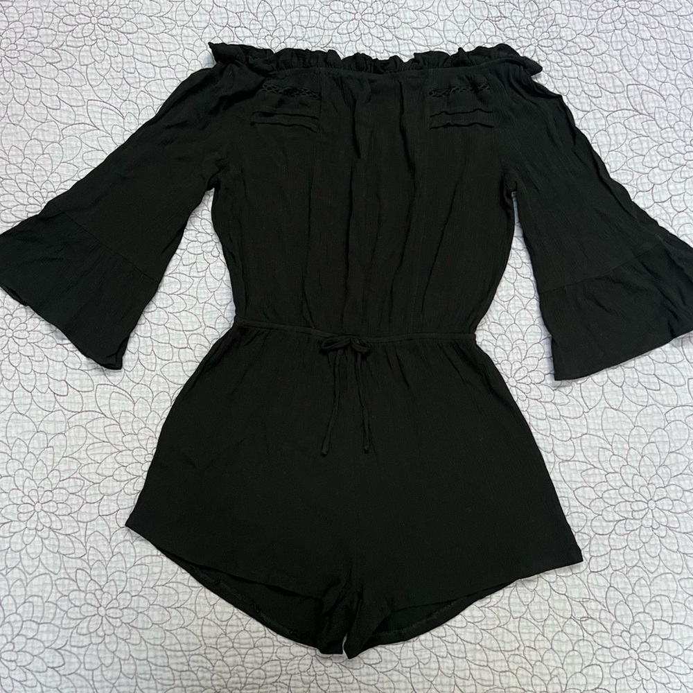 Topshop Black Textured Romper